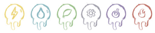 Dysglopia | sketched ideas for Dysglopia's gloop elemental icons; made with Clip Studio Paint Ex