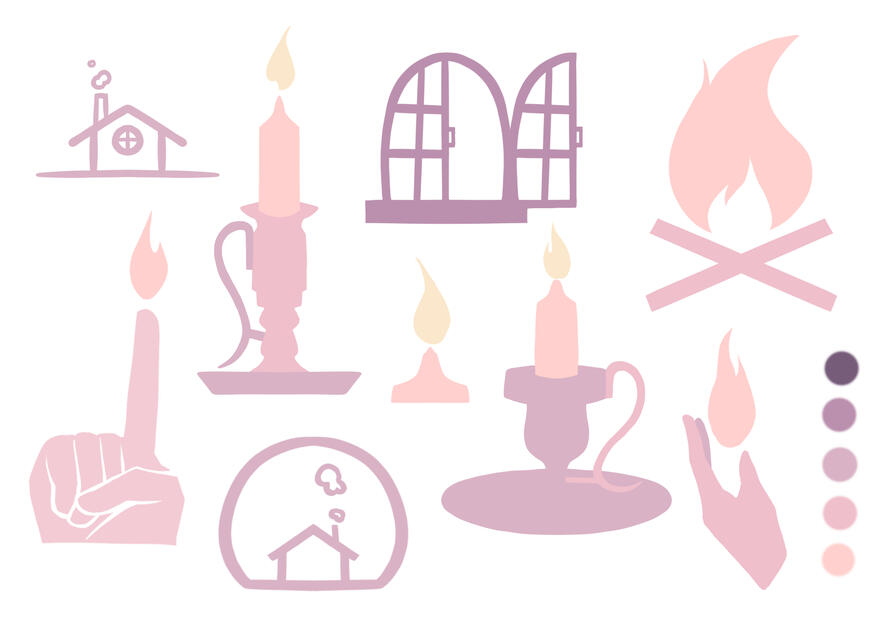 Hestia Oikos | sketches and ideas created for the logo design for Hestia Oikos, with main inspirations from the goddess of Hestia, with focuses on home and warmth; made with Clip Studio Paint Ex