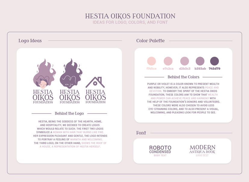 Oikos | in collaboration with my team during my internship, made a Brand Board created for The Hestia Oikos Foundation's branding, more specifically, the Overall Branding Idea Page; made with Procreate, Clip Studio Paint, Adobe Photoshop, and Figma