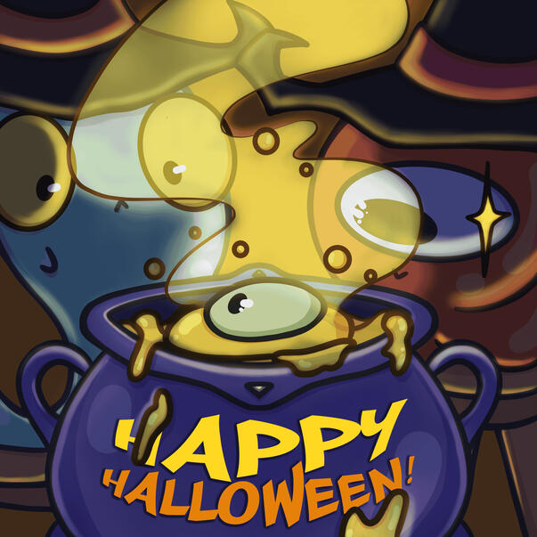 Dysglopia | illustrated and designed a Halloween pubmat post for Dysglopia's social media; the idea was created with witches as the inspiration, as they are one of many Halloween motifs; made with Clip Studio Paint Ex and Adobe Photoshop