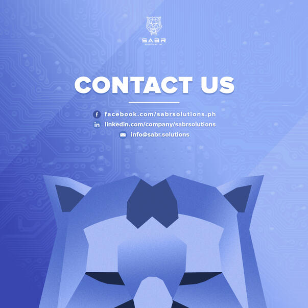 SABR Solutions Inc. | With a minimalist aesthetic design in mind, the contact details were the main emphasis in this pubmat, while still implementing the technology theme design and SABR's logo; made with Adobe Photoshop