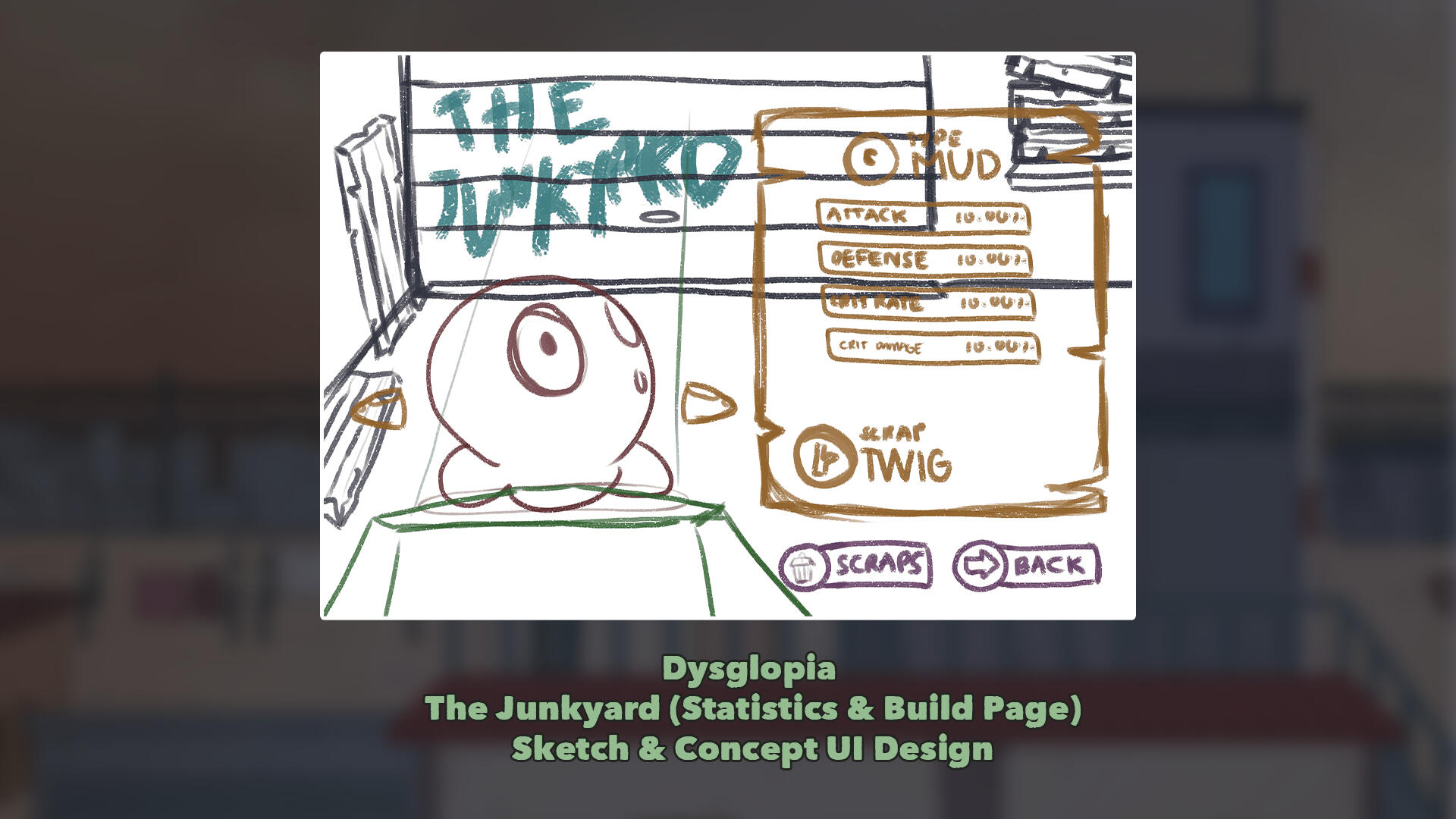 Dysglopia | the design and sketch look I illustrated meant for the Statistics &amp; Build Page where the player can enhance and check their characters (or gloops); made with Clip Studio Paint Ex