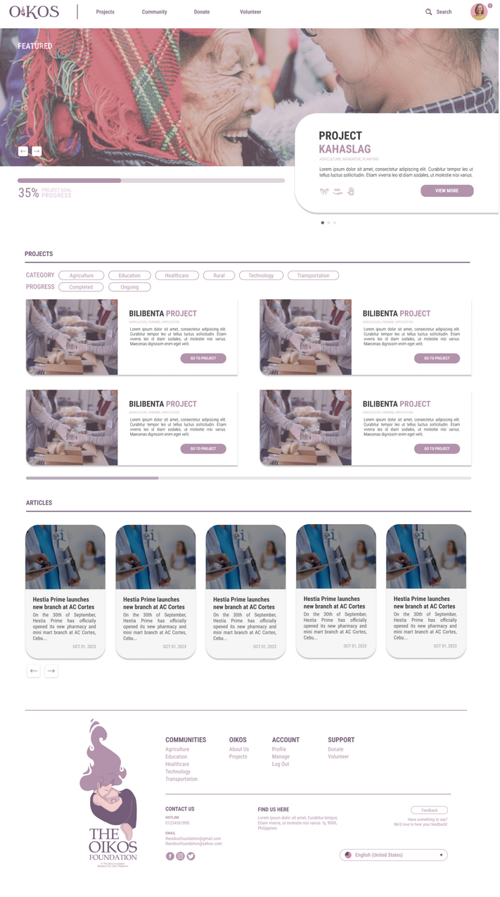 Oikos | worked on creating the UI Design for the Projects page for Oikos, a non-profit site that was in the works while working during my internship; made with Figma